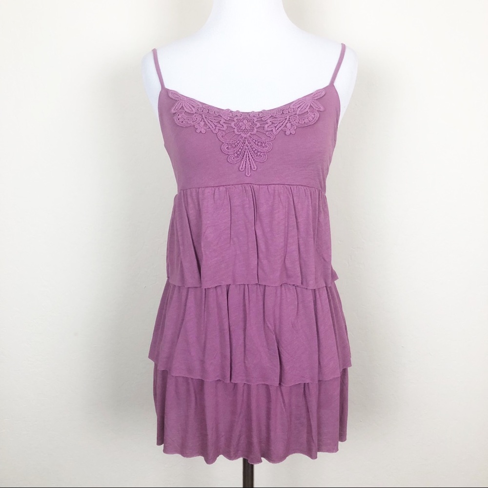 SOLD NWT Mudd Lace Front Ruffle Tank Top